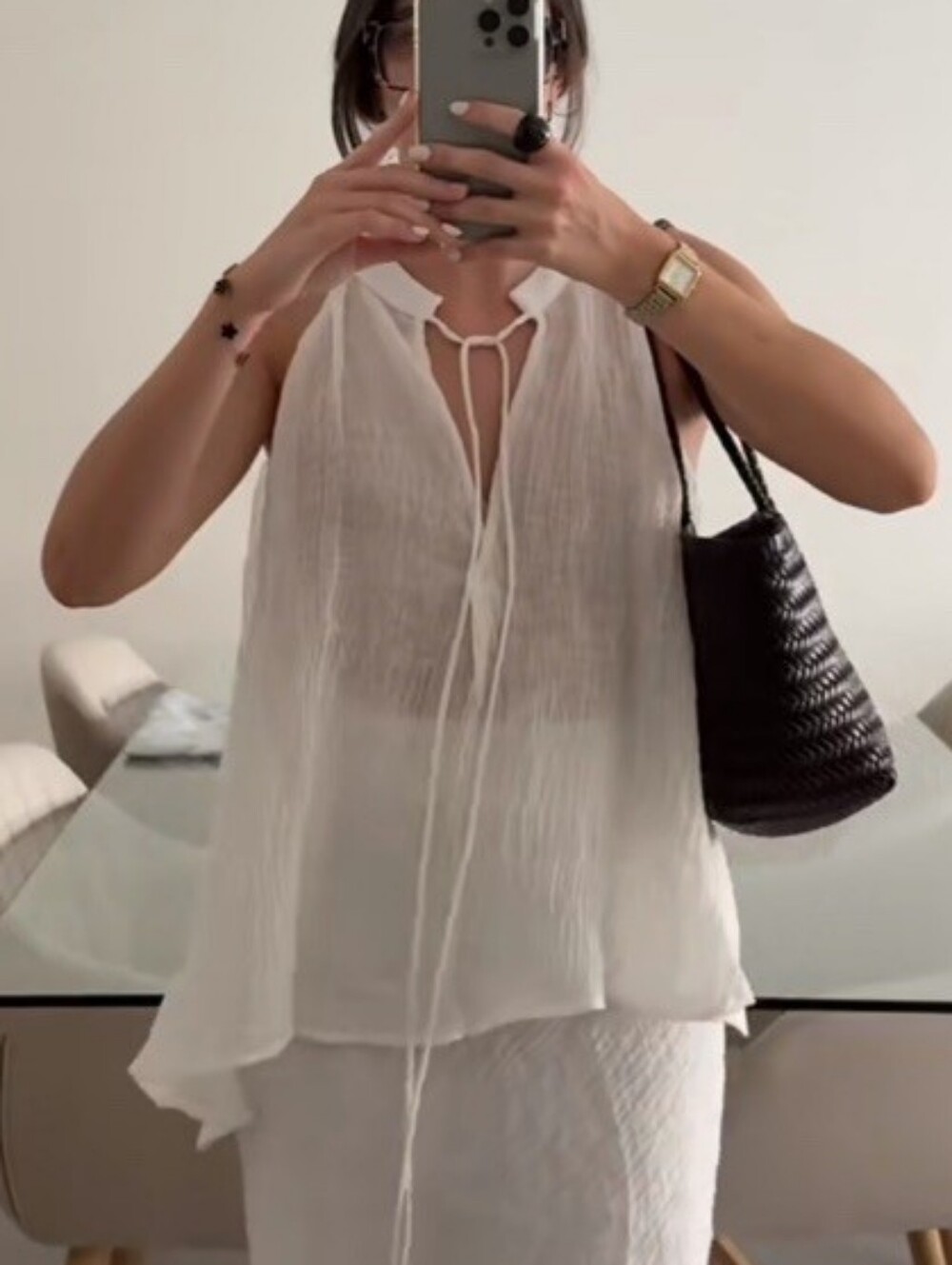 Zara CRINKLE Flowy Top